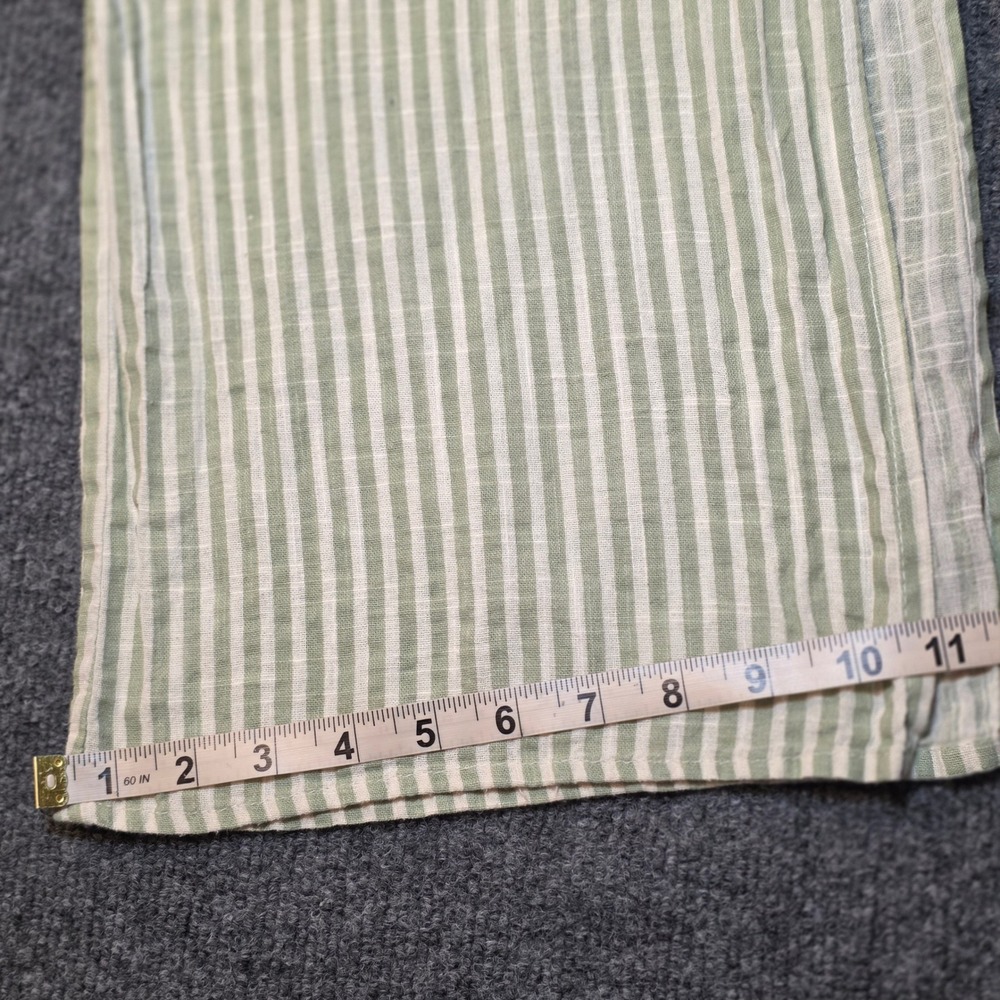 Salty Lemon Sage Green White Striped Wide Leg 100% Cotton Linen Pants Coastal - Picture 8 of 16